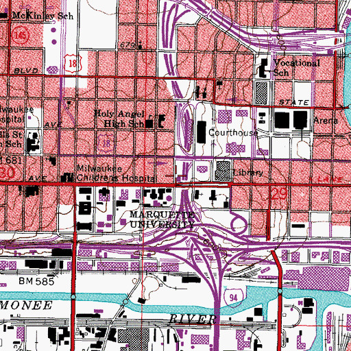 Topographic Map of Tower Residence Hall, WI