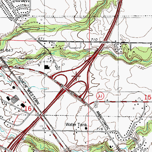 Topographic Map of Interchange 181, WI