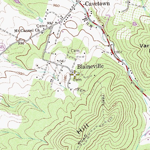 Topographic Map of Marshall Cemetery, VA