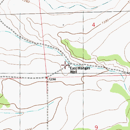 Topographic Map of East Mangas Well, NM