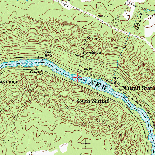 Topographic Map of Double Z Rapids, WV