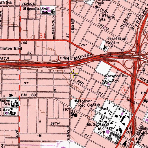 Topographic Map of Antioch Temple Baptist Church, CA