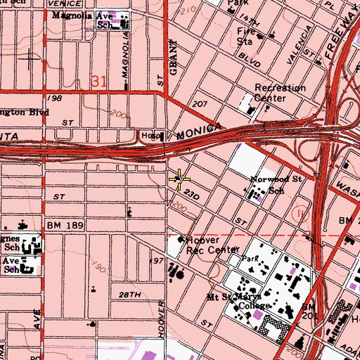 Topographic Map of Jesus of Nazareth Undenominational Church, CA