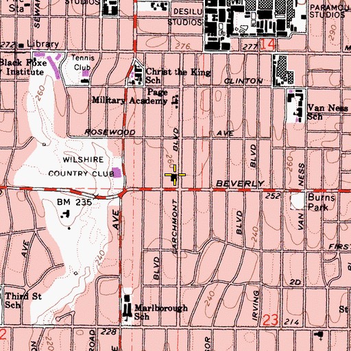 Topographic Map of Larchmont Medical Building, CA