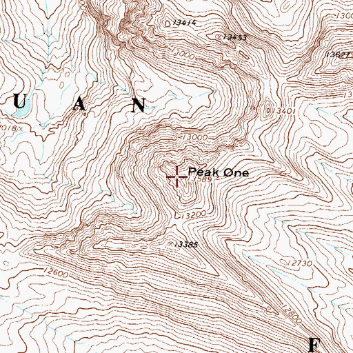 Topographic Map of Needle Mountains Peak One, CO