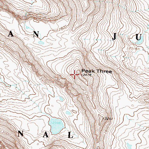 Topographic Map of Needle Mountains Peak Three, CO