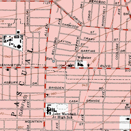 Topographic Map of Saint James United Methodist Church, CA