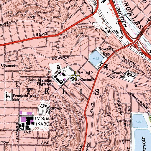 Topographic Map of Saint Casimir Catholic Church, CA
