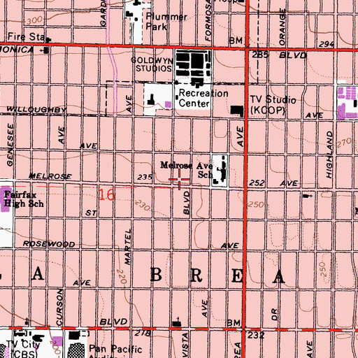 Topographic Map of Beth Hamidrash Adath Haredim Synagogue, CA