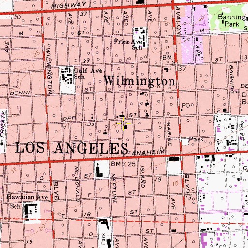 Topographic Map of First United Methodist Church, CA