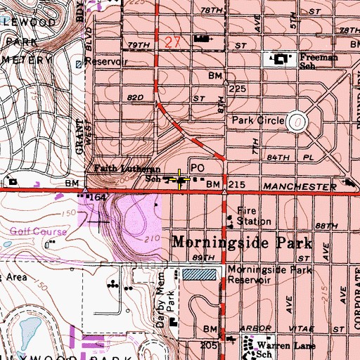 Topographic Map of Faith Lutheran Church, CA