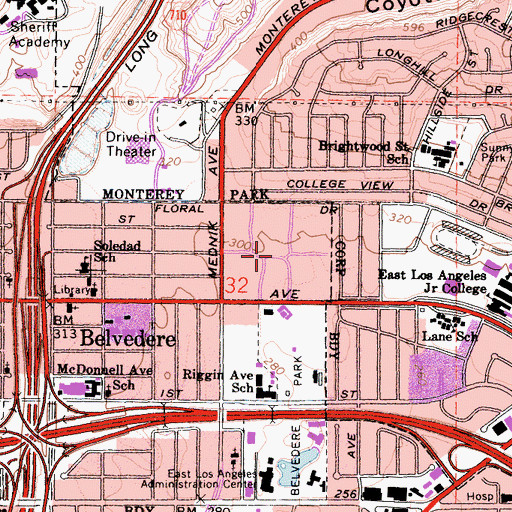 Topographic Map of Maravilla Housing Project, CA