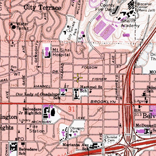 Topographic Map of Our Lady of Guadalupe Roman Catholic Church, CA