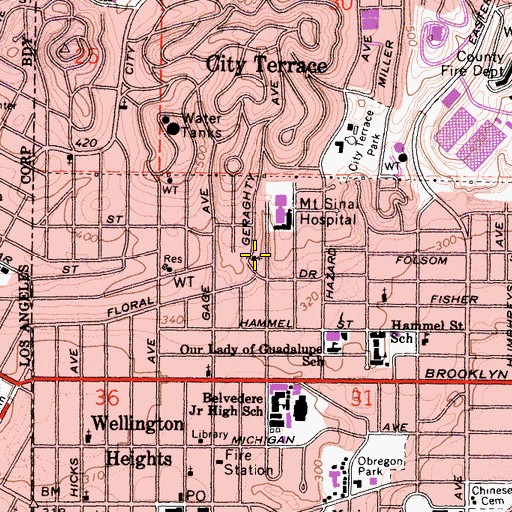 Topographic Map of Chapel of San Felipe de Jesus, CA
