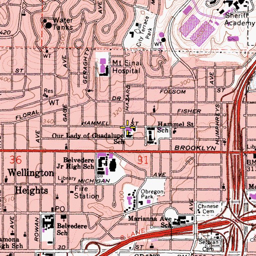 Topographic Map of Our Lady of Guadalupe Roman Catholic Church, CA