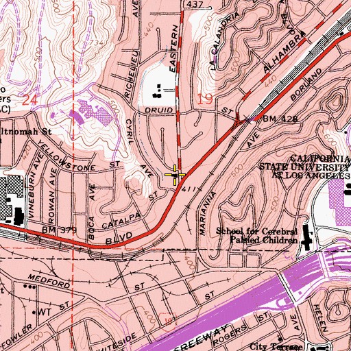 Topographic Map of City of Los Angeles Fire Department Station 16, CA