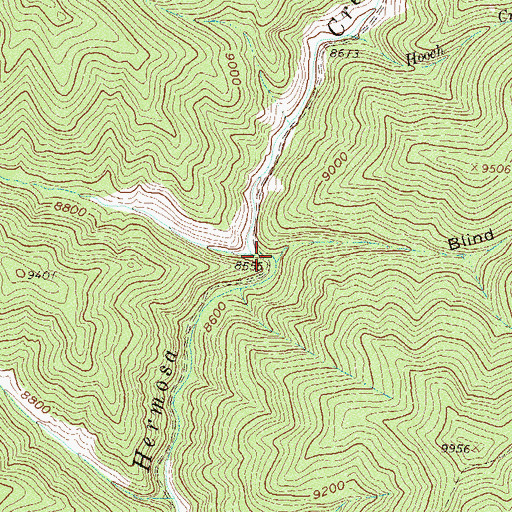 Topographic Map of Blind Canyon, CO