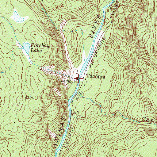 Topographic Map of Tacoma, CO
