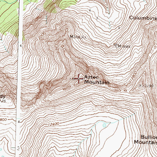 Topographic Map of Aztec Mountain, CO