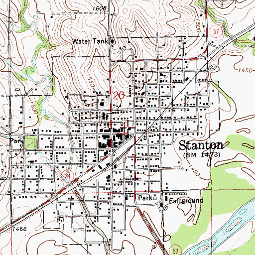 Topographic Map of Stanton County Courthouse, NE