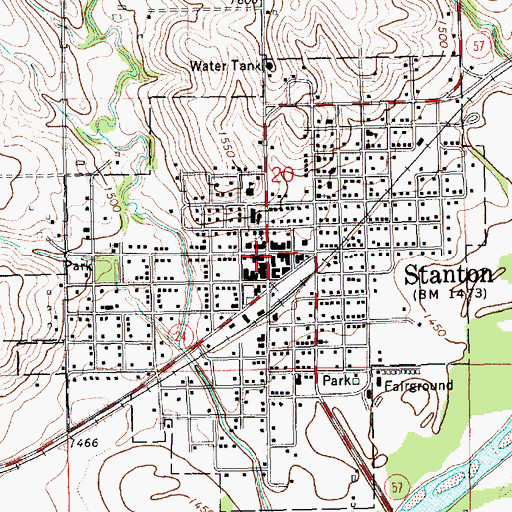 Topographic Map of Stanton Feed and Grain Company Elevator, NE
