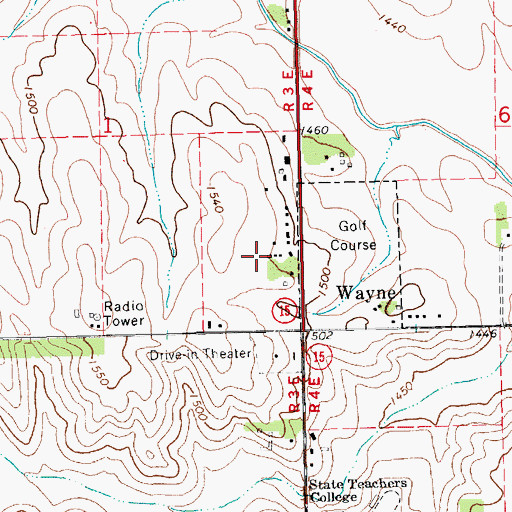 Topographic Map of Wayne Country Club, NE