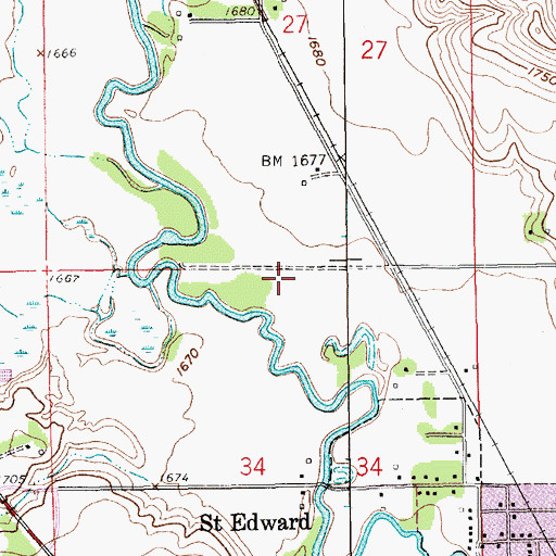 Topographic Map of Beaver Bend State Wildlife Management Area, NE