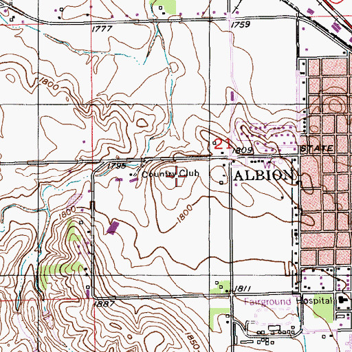 Topographic Map of Albion Country Club, NE