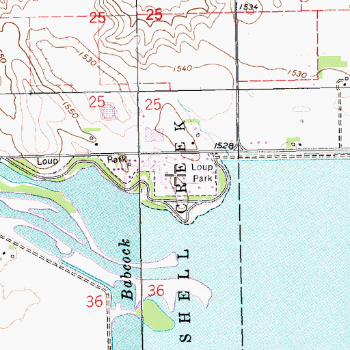 Topographic Map of Loup Park Campground, NE