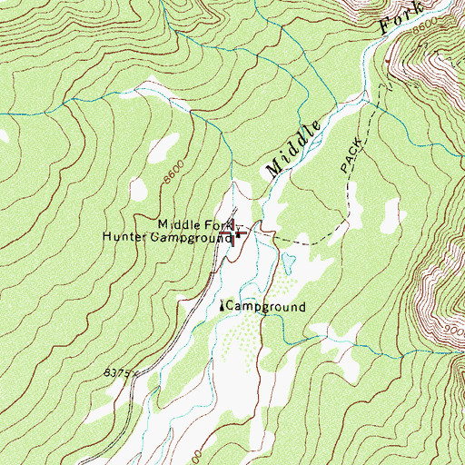 Topographic Map of Middle Fork Hunter Campground, CO