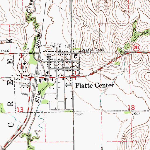 Topographic Map of Platte Center Rural Fire District, NE