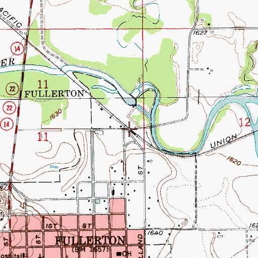 Topographic Map of Fullerton, NE