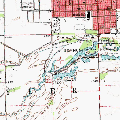 Topographic Map of Schuyler Golf Club, NE