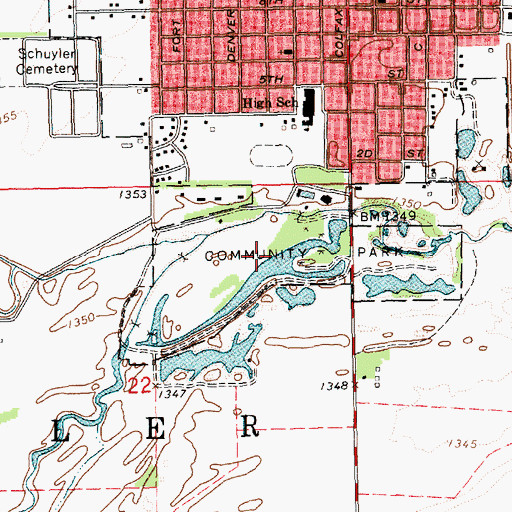 Topographic Map of Schuyler Park, NE