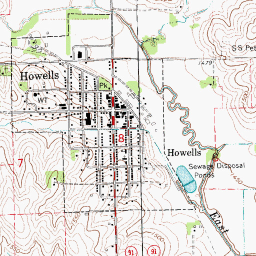 Topographic Map of Howells Museum, NE