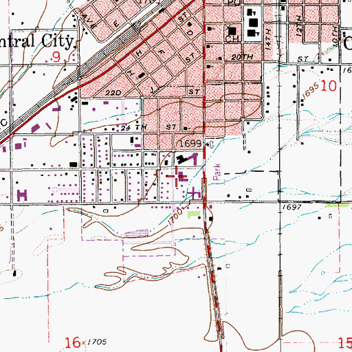 Topographic Map of Central City Family Dental Center, NE