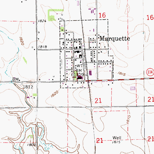 Topographic Map of Marquette Public School, NE