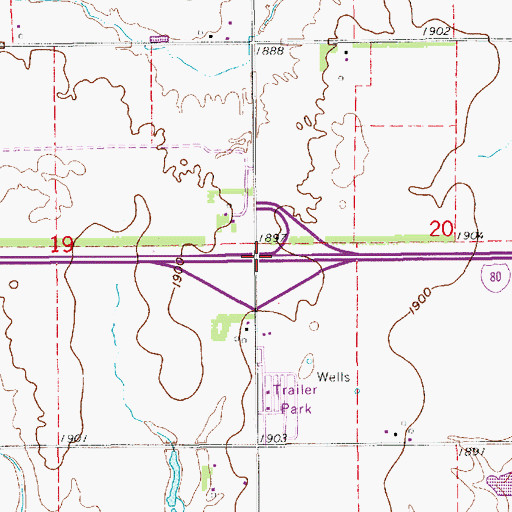 Topographic Map of Interchange 318, NE