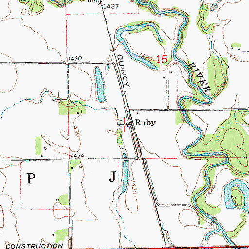 Topographic Map of Ruby Post Office (historical), NE