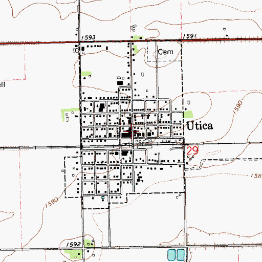 Topographic Map of Utica Post Office, NE