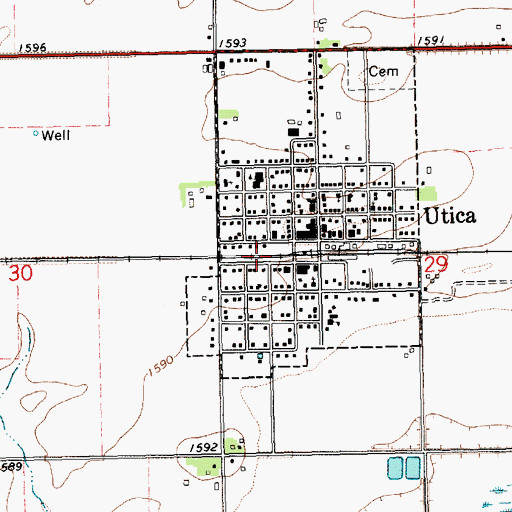 Topographic Map of Utica, NE