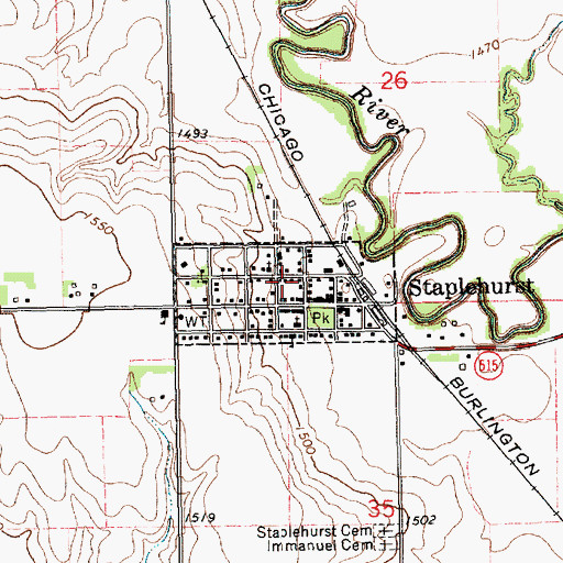 Topographic Map of Blue Valley Cooperative Elevator, NE