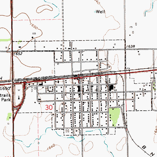 Topographic Map of Manning Grain Company Elevator, NE