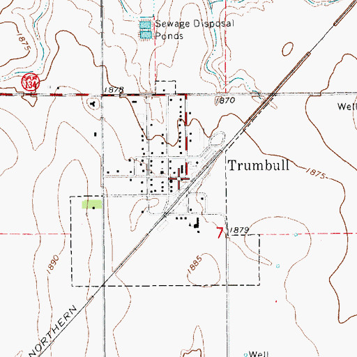 Topographic Map of Trumbull Post Office, NE