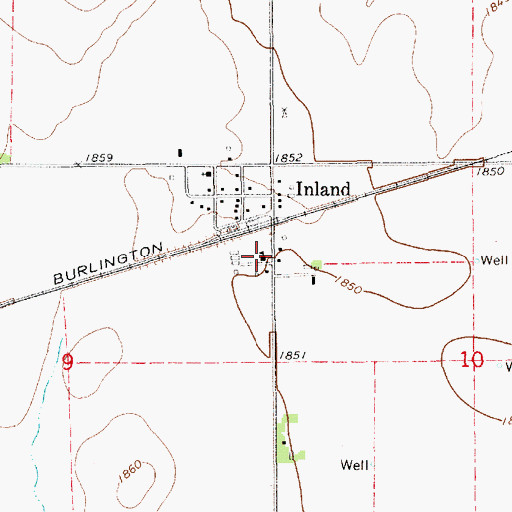 Topographic Map of Inland Post Office - CPO, NE