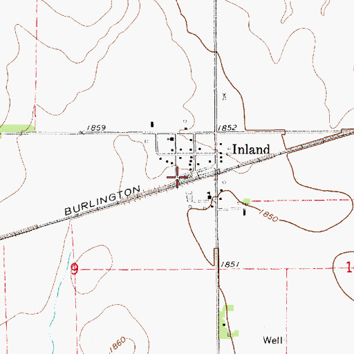 Topographic Map of Inland, NE