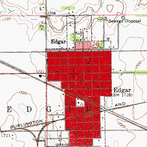 Topographic Map of Edgar Grain and Supply Company Elevator, NE