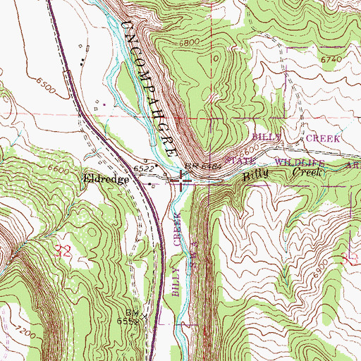 Topographic Map of Billy Creek, CO