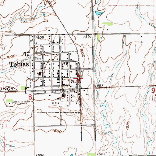 Topographic Map of Tobias, NE