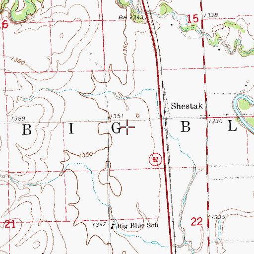 Topographic Map of Township of Big Blue, NE